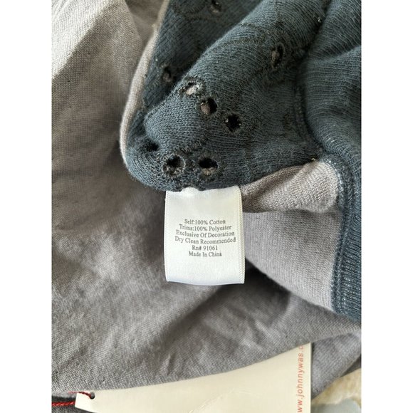 NWT BIYA JOHNNY WAS Black Embroried Open Front Slouchy Long Sleeve Cardigan Sz L - Picture 6 of 6